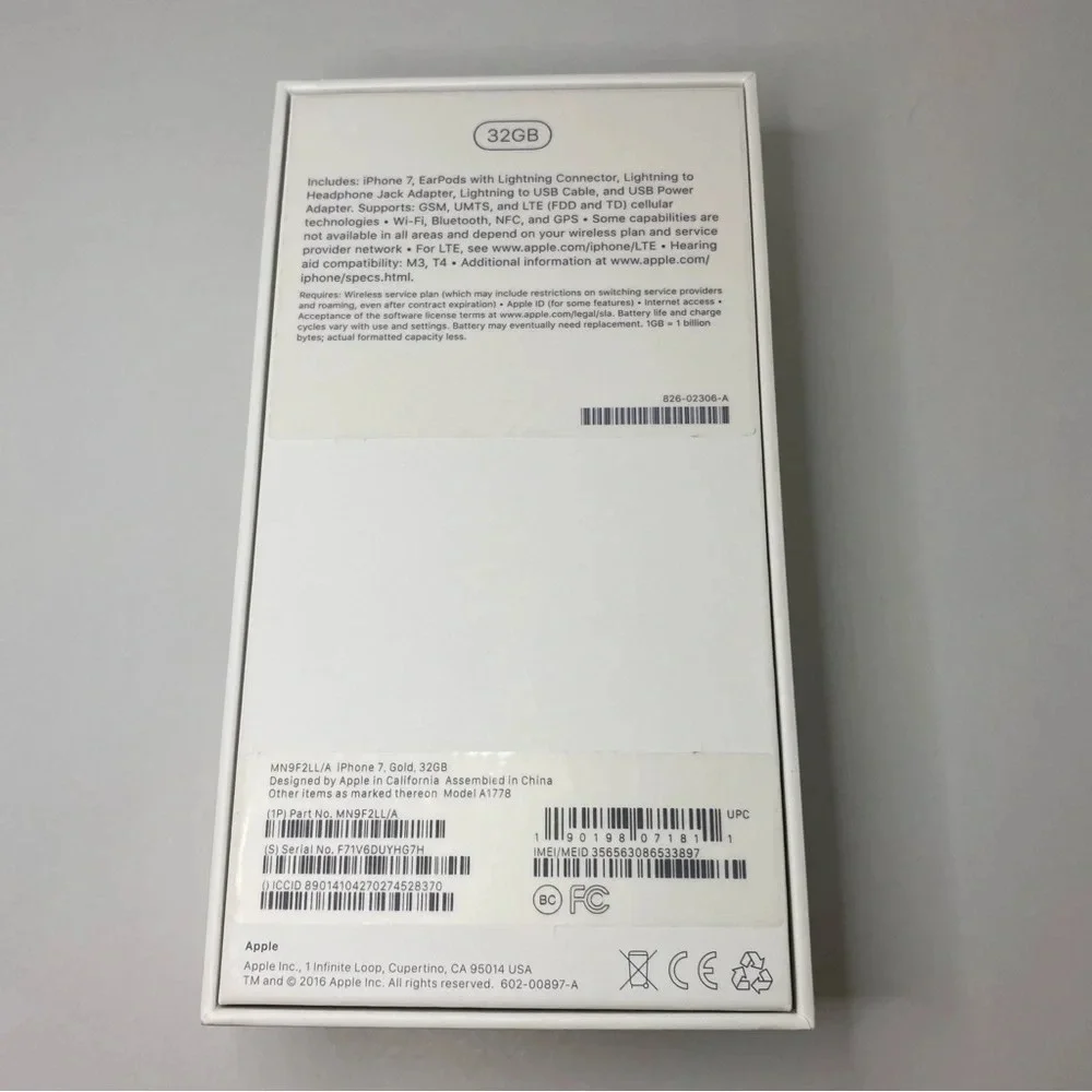 Apple iPhone 7 Gold 32GB Empty Box Only